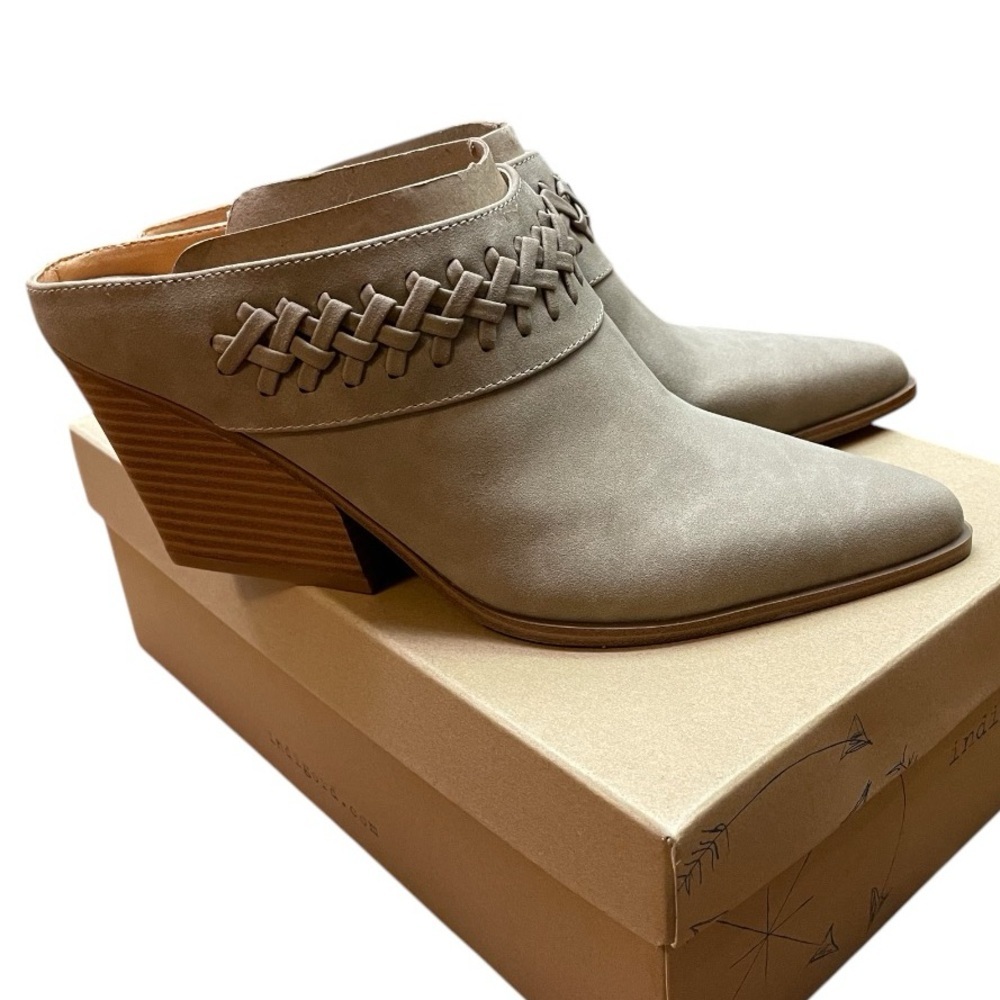 Suede Western Wedge Slide Clog Boots NIB
